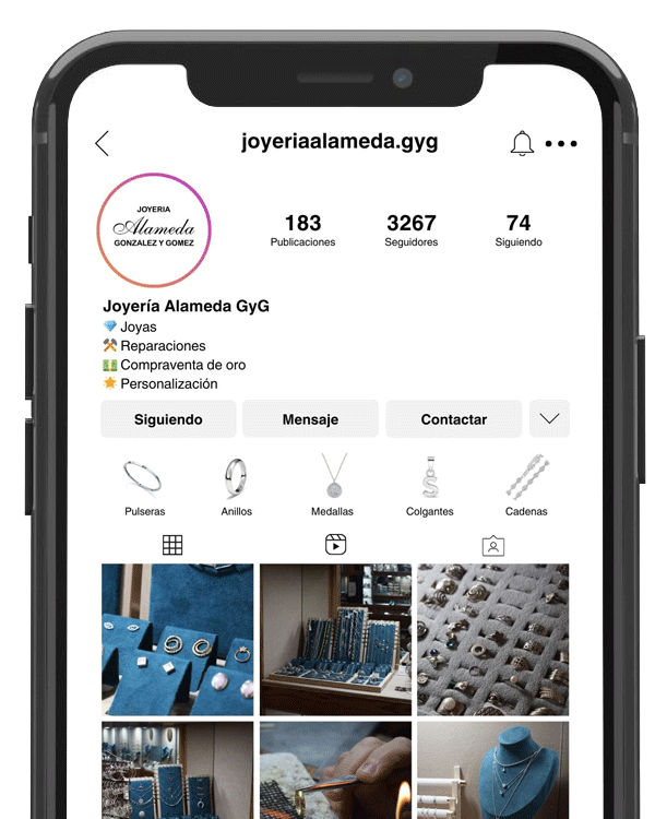 Instagram de la Joyería Alameda en San Fernando